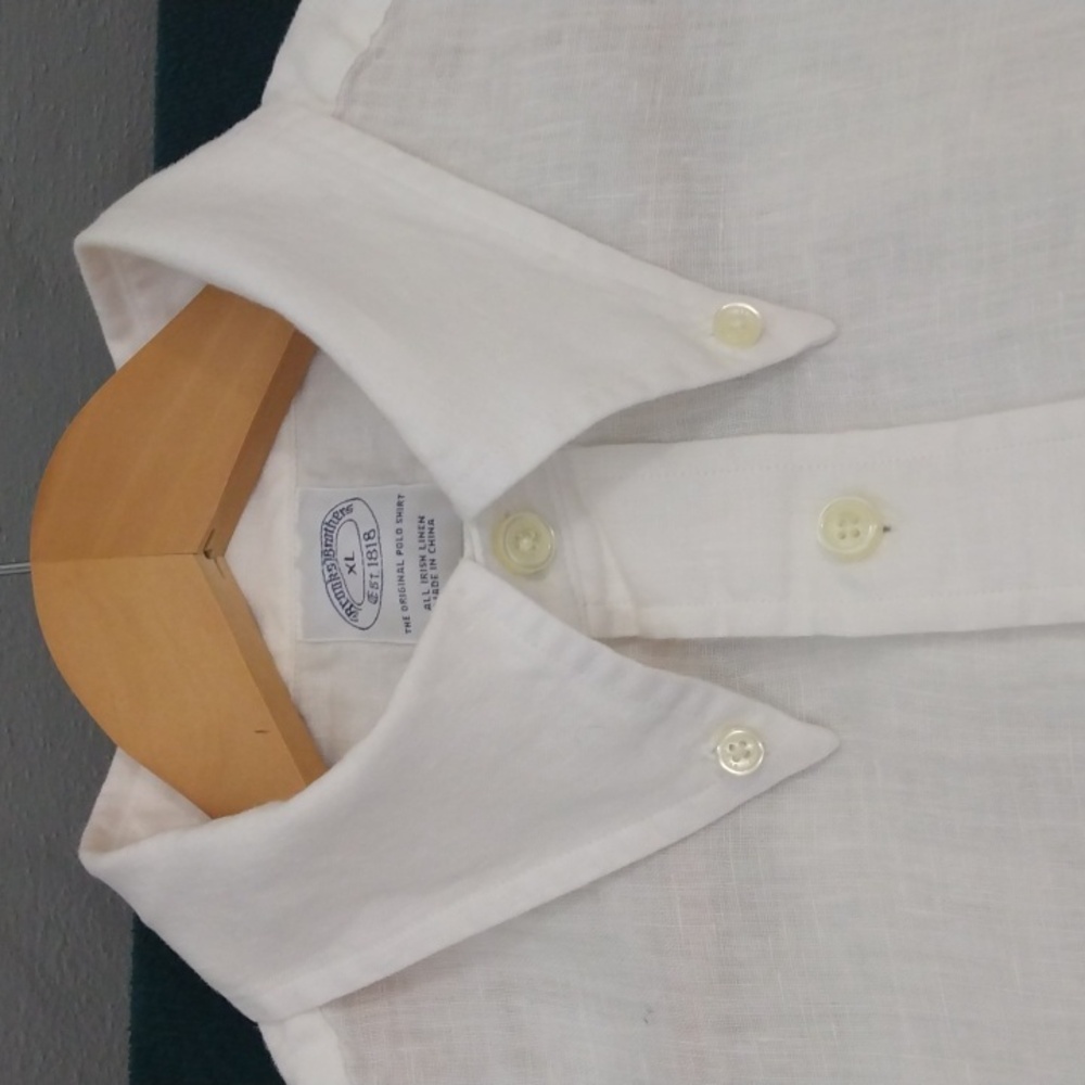 Brooks Brothers XL White Irish Linen Summer/Resort Shirt